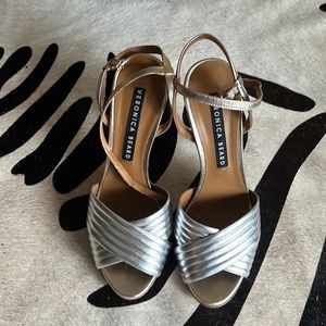 Veronica beard gold and silver heels